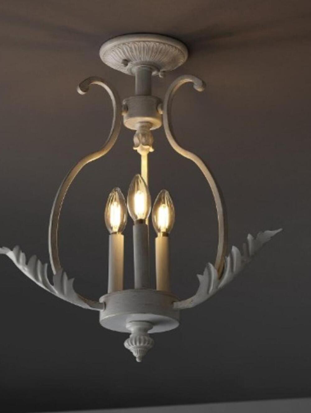 JONATHAN Y 12.2" Antique White 3-Light  Ceiling Light-#JYL9522A